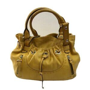 B Makowsky Handbag Satchel Yellow Leather ShoulderBag Purse.